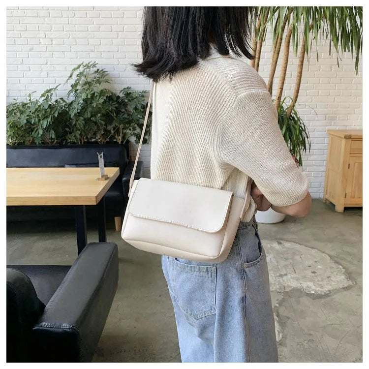 ADJUSTABLE STRAP PLAIN MAGNETIC BUTTON BAG - (57-W)