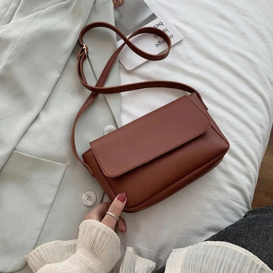 ADJUSTABLE STRAP PLAIN MAGNETIC BUTTON BAG - (57-BR)