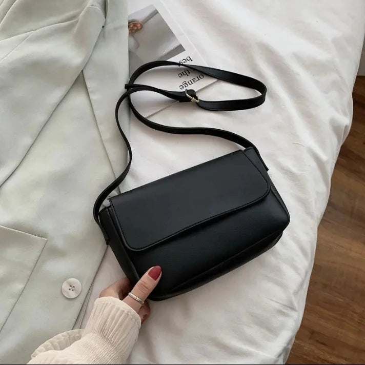ADJUSTABLE STRAP PLAIN MAGNETIC BUTTON CROSSBODY BAG