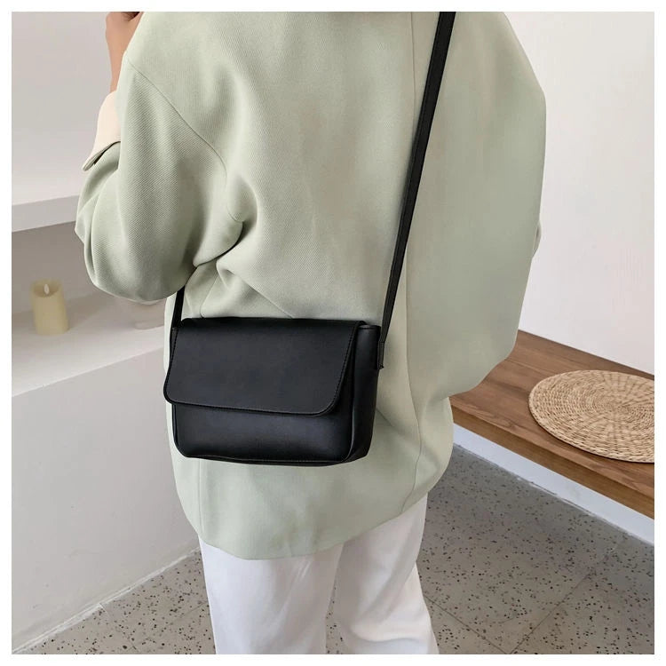 ADJUSTABLE STRAP PLAIN MAGNETIC BUTTON CROSSBODY BAG