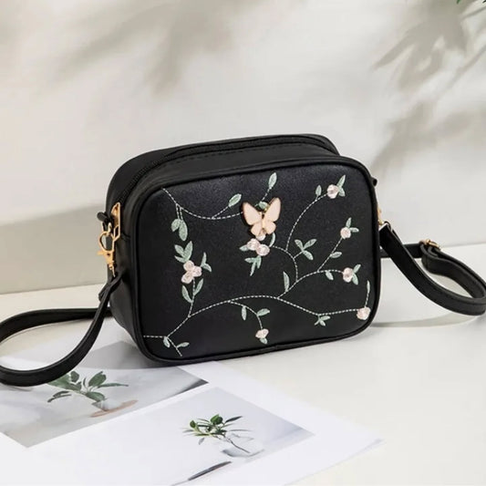 BUTTERFLY EMBROIDED CROSSBODY BAG (FLY - B)