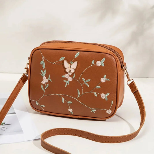 BUTTERFLY EMBROIDED CROSSBODY BAG (FLY - BR)