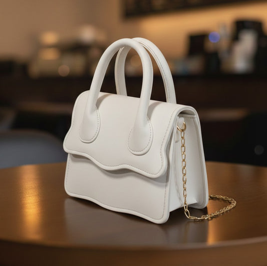 ELEGANT WAVES STRUCTURED GOLD CHAIN HANDBAG (WAV)