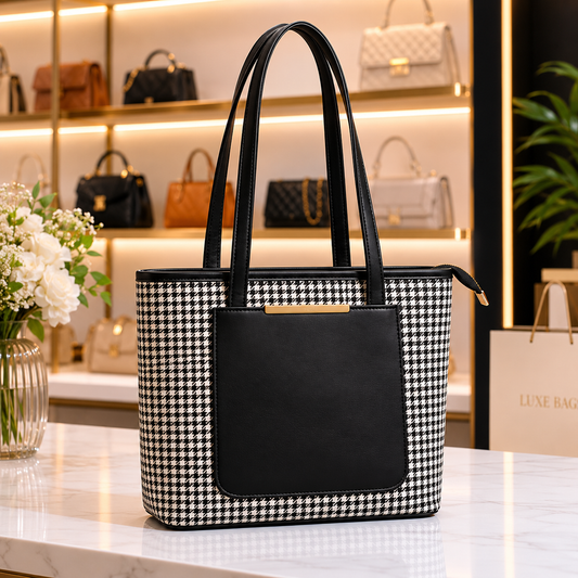 HOUNDS TOOTH TOTE BAG (T1)