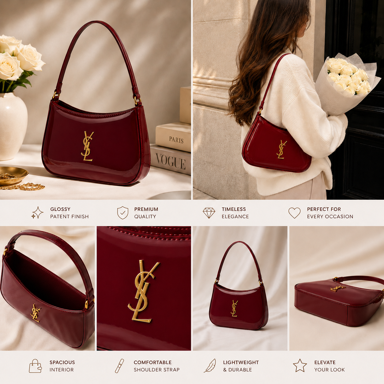 YSL GLOSSY SHOULDER BAG (YSL)