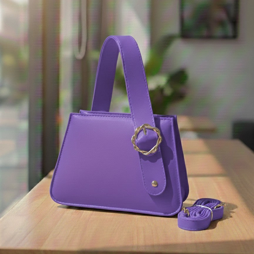 LUXURY MINIMALISTIC TOP HANDLE SATCHEL WITH ELEGANT GOLD BUCKLE (GOL)