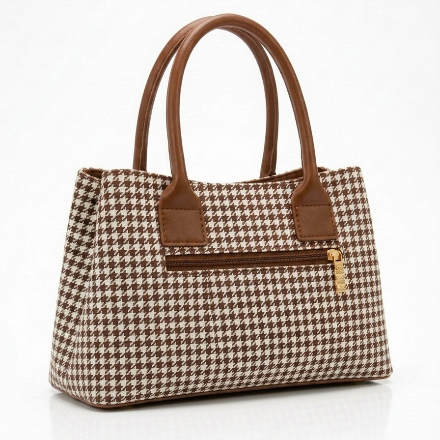 CLASSIC HOUNDS TOOTH TRIPLE ORGANIZED TOTE BAG (3Z)