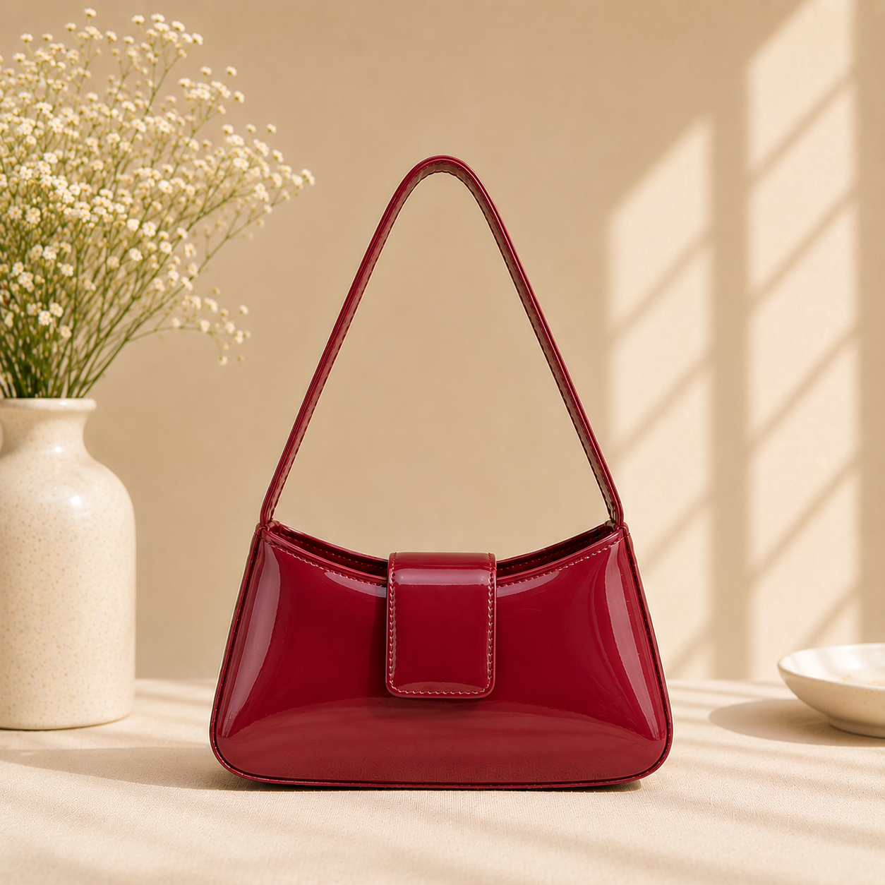 ELEGANT GLOSSY SHOULDER BAG (GLOSS)