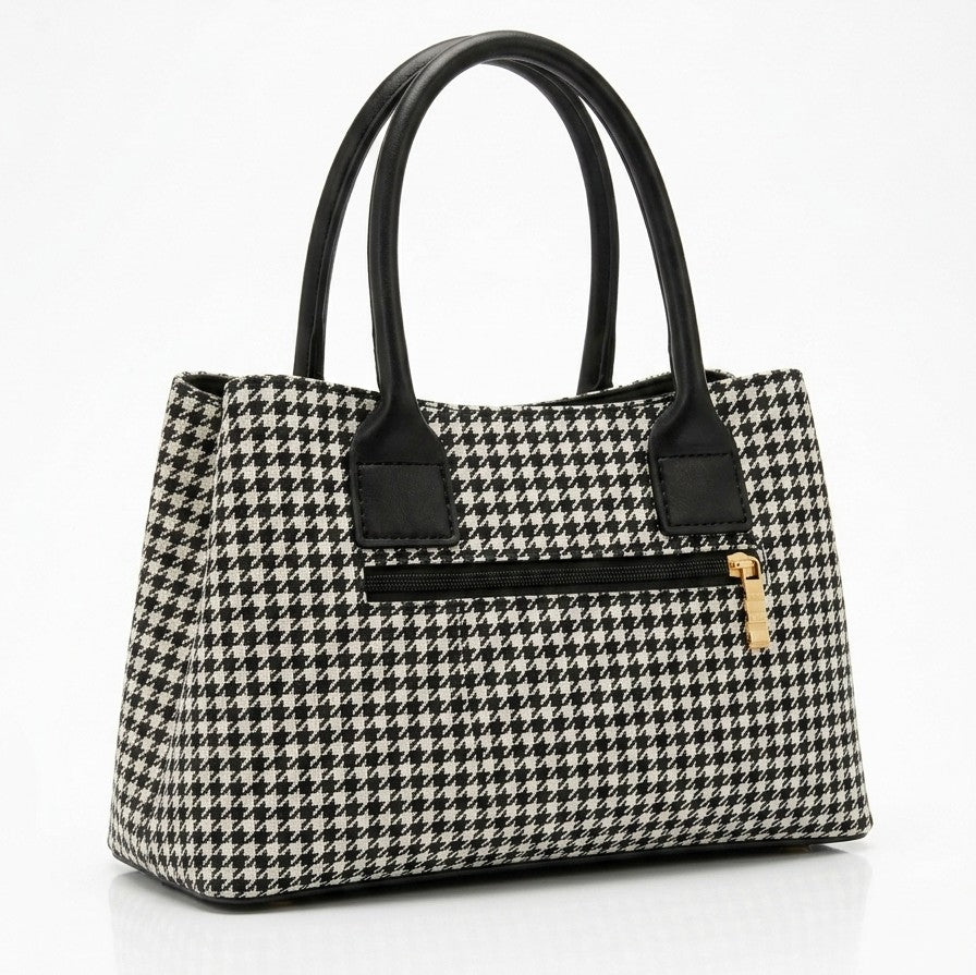 CLASSIC HOUNDS TOOTH TRIPLE ORGANIZED TOTE BAG (3Z)