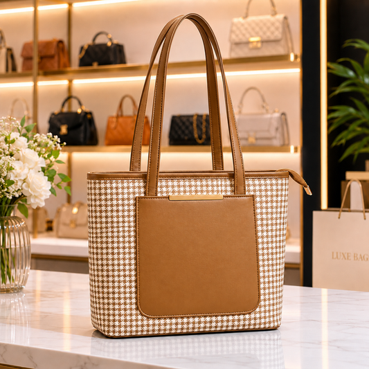 HOUNDSTOOTH TOTE BAG (T1)