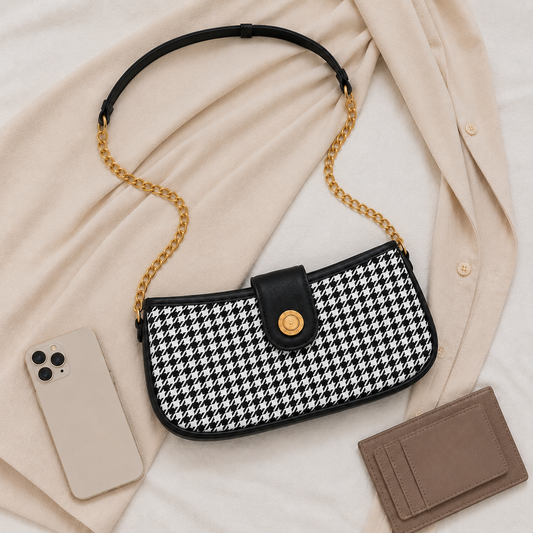LUNA LUXE HOUNDSTOOTH SHOULDER BAG (PNGN)