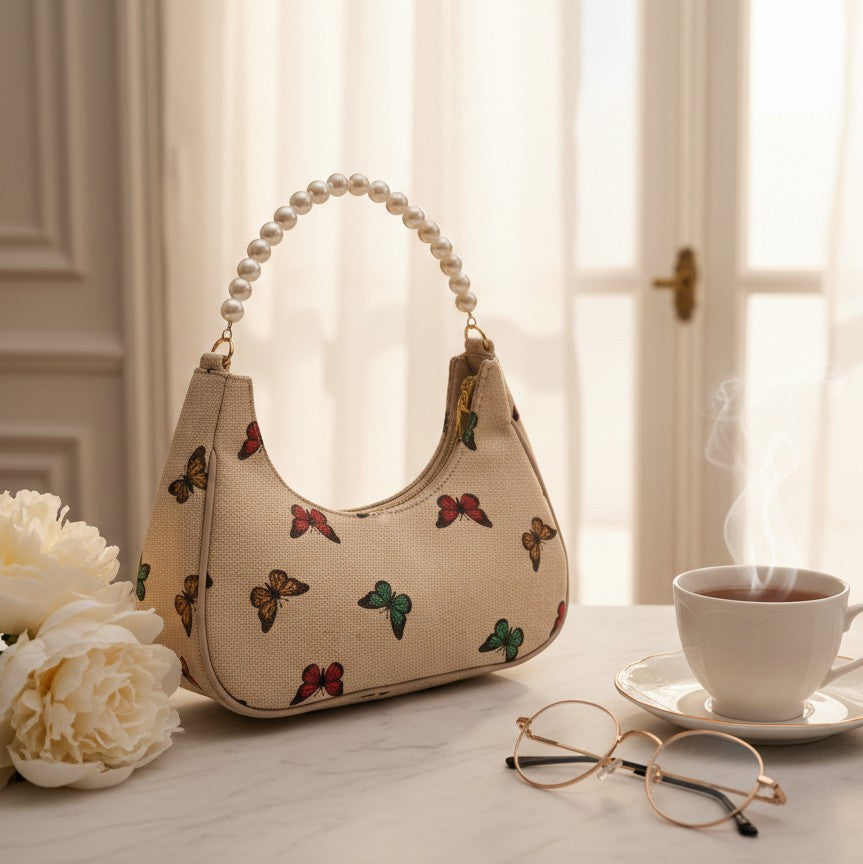 PEARL BUTTERFLY PRINT ARMPIT BAG (PRL)