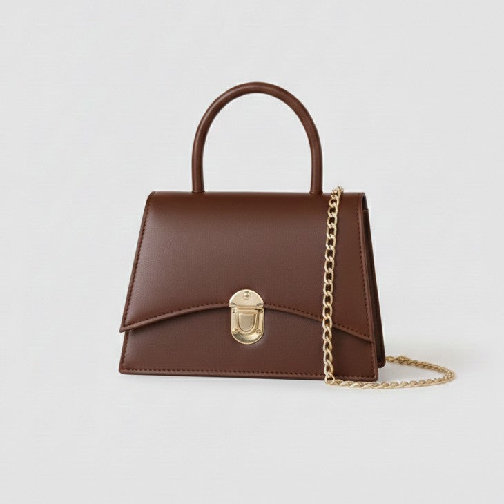 TOP HANDLE HANDBAG WITH GOLD CHAIN LATCH CLOSURE (LCK)