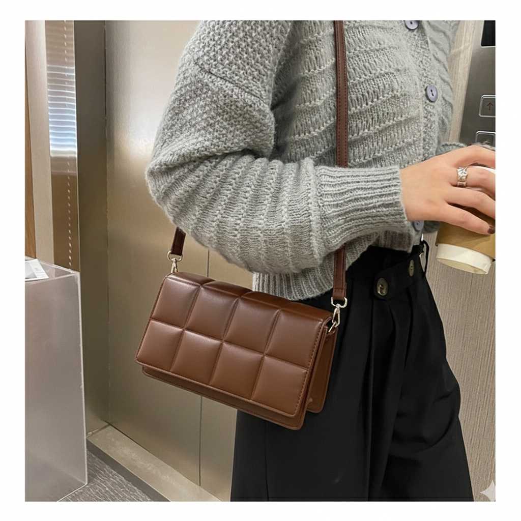 PADDED QUILTED RECTANGLE CROSSBODY/SHOULDER BAG (BIS)