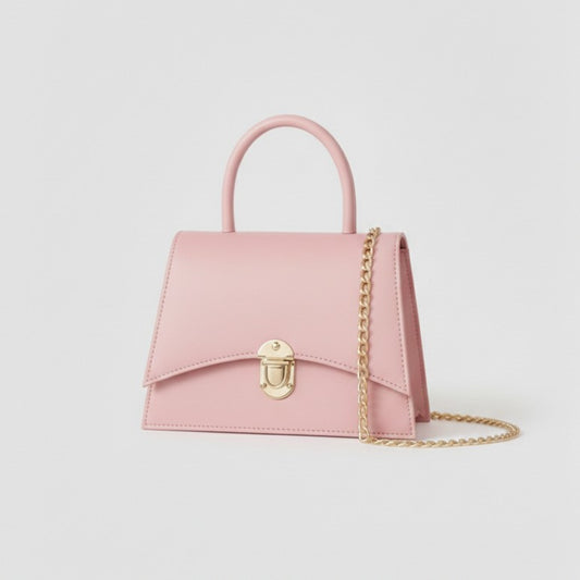 TOP HANDLE HANDBAG WITH GOLD CHAIN LATCH CLOSURE (LCK)