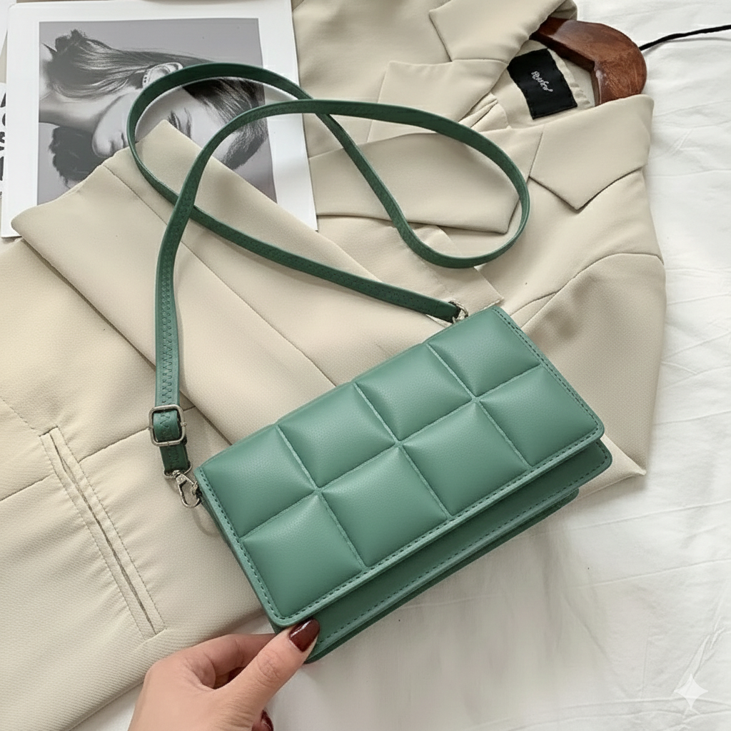 PADDED QUILTED RECTANGLE CROSSBODY/SHOULDER BAG (BIS)