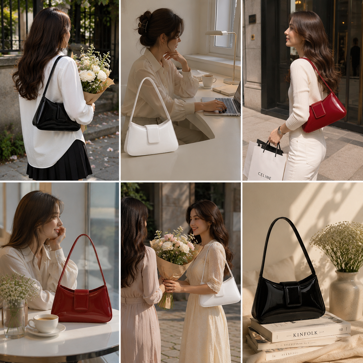 ELEGANT GLOSSY SHOULDER BAG (GLOSS)